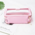 Leather Trimmed PVC Cosmetic Bag Double Zippers