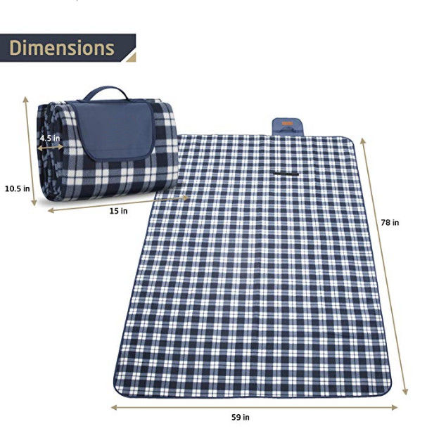 Machine Washable Polar Fleece Packable Picnic Blanket 78*59 Inches